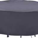 F&J Outdoors Outdoor Patio Furniture Covers, Waterproof UV Resistant Anti-Fading Cover for Large Round Table Chairs Set, Grey, 96" Dia x 27.5" H