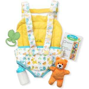 Melissa & Doug Mine to Love Carrier Play Set for Baby Dolls with Toy Bear, Bottle, Rattle, Activity Card