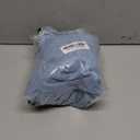 Kwoki Women's Cropped Denim Shirt Roll Up 3/4 Sleeve Casual Loose Crop Tops Drawstring Hem Button Front Jean Jacket (X-Large, Light Blue)