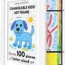 Americanflat Kids Artwork Frame Changeable (White) - Magnetic Door Holds 100 Art Pieces - 8.5x11 Letter Size Display with Mat or 10x12.5 Without Mat - My Mini Masterpiece