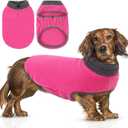 Queenmore Dog Sweater, Soft Fleece Vest Dog Jacket with Elastic Stretchable, Warm Turtleneck Pullover Design for Boy Girl Pet, Dachshund,Doggie, Cat, Kitten Chihuahua Bulldog Pug Beagles(Pink, L)