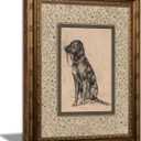 Vintage Gold Framed Wall Art Dog Sketch Wall Decor 16×24 In