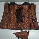 Charmian Women's Spiral Steel Boned Steampunk Gothic Bustier Corset with Chains