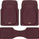Motor Trend FlexTough Floor Mats for Cars, Burgundy Deep Dish All-Weather Car Mats, Waterproof Trim-To Fit Automotive Cars Trucks SUV, Universal Liner Accessories