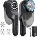 Fabric Shaver, Lint Remover, Lint Shaver with 2 Speeds 3 Replaceable Blades, Sweater Shaver, Clothes Shaver, Fabric Pilling Remover, Fabric Shaver for Furniture, Electric Lint Remover for Clothes (Black)