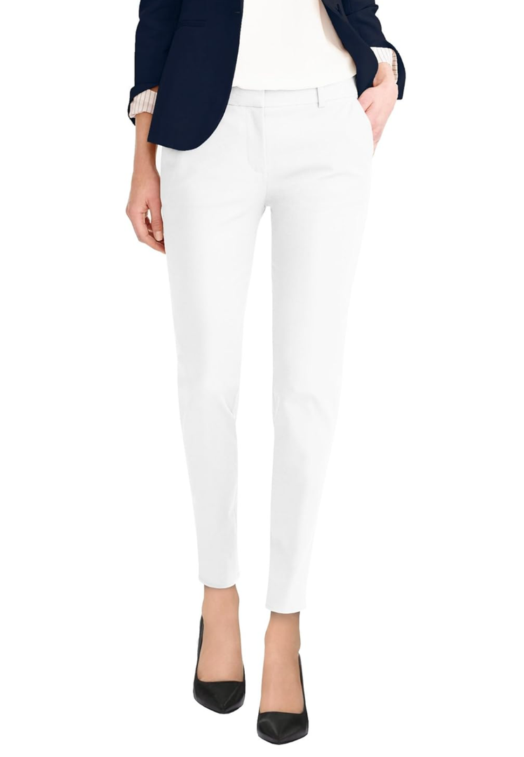 Hybrid & Company Womens Super Comfy Flat Front Stretch Trousers Chino Pants 24