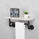 MBQQ Industrial Pipe Shelf Bathroom Shelves Wall Mounted,19.6in Rustic Wood Shelf with Towel Bar,1 Tier Farmhouse Towel Rack,Pipe Shelving Floating Shelves Towel Holder,Black & White