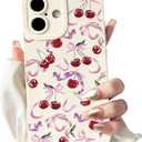 NITITOP Compatible for iPhone 16 Case Cute Cherry Bow - Lavender
