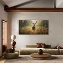 XLSJERST Country Wall Decor Poster 58x29 Inches - Elk Picture Hunting Artwork Large Canvas Picture Brown Deer Wall Art for Living Room Guest Bath Decoration
