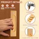 uxcell 2 Pcs Rectangle Recessed Sliding Door 6" Finger Flush Pulls, Handle Stainless Steel Recessed Pocket Door Pull with Screws for Home Bathroom Barn Closet Window, Gold Tone
