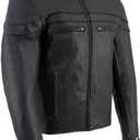 Milwaukee Leather SH1408 Men's Sporty Crossover Vented Black Motorcycle Leather Scooter Jacket (3X-Large)