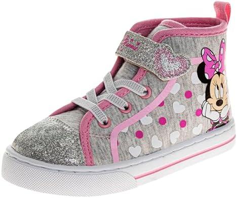 Disney Princess Minnie Mouse Frozen Encanto Hightop Sneakers - Snow White Ariel Elsa Maribel Minnie Ankle Shoes (Sizes: 6 Toddler - Little Kids)