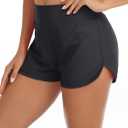 RELLECIGA Women's Board Shorts High Waisted Tummy Control Built-in Swim Shorts (Large, Black)