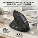 Left Handed Mouse,Left Handed Ergonomic Mouse, 2.4G USB Wireless Left Handed Vertical Mouse, Adjustable DPI(800/1200/1600),6 Buttons for PC,Mac,Laptop,Windows,Desktop – Black