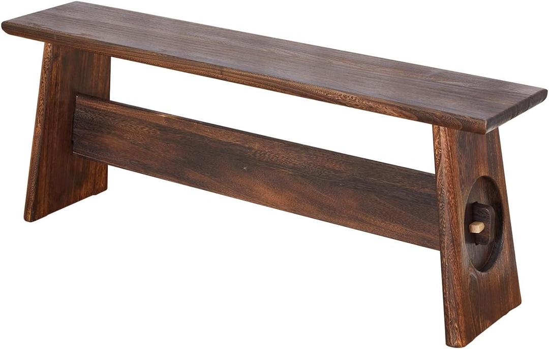 Rustic Wood Bench Indoor, Narrow Farmhouse Style Entry Bench,Skinny and Noodle Bench Dark Brown