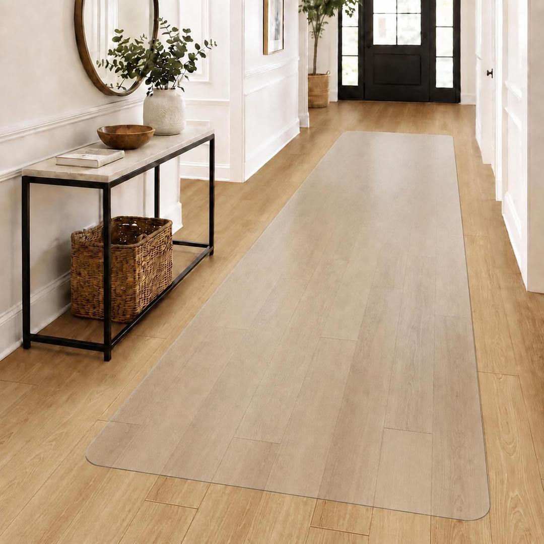 3' x 10' Floor Runner Mat for Hard Floor, Waterproof Thick PVC Floor Protetor for Home, No Scratch Durable Plastic Floor Mat for High Traffic Area (Clear)