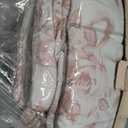 Andency Flower Queen Quilt Set, 3 Pieces Pink Soft Floral Bedspread, Queen-XL
