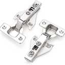 Probrico Soft Opening Kitchen Cabinet Hinges Pair of 2 (4 Pieces), Brushed Satin Nickel Face Frame Mounting Concealed Hinges for Kitchen Cupboard Hardware, with Mounting Screws