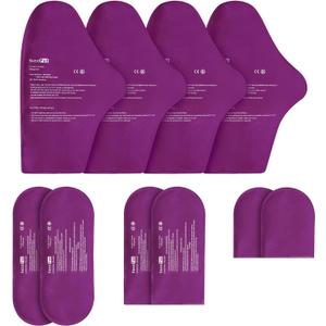 SuzziPad Replacement Ice Gel Packs for Cold Therapy Gloves and Socks(10-Piece Set), S/M, Purple