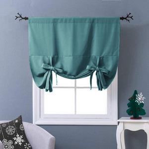 NICETOWN Blackout Tie-Up Valance Curtain - Balloon Shade Bay Window Drape/Drapery for Living Room Christmas Decor (Sea Teal, 1 Panel, 46 inches W x 63 inches L)