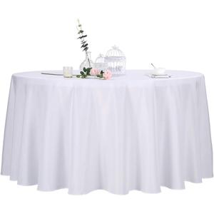 Ascoza 2pack 120 Inch White Round Tablecloth in Polyester Fabric for Wedding/Banquet/Restaurant/Parties