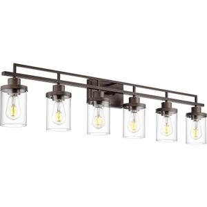Emliviar 6-Light Bathroom Vanity Light Fixture, 44.3" Farmhouse Wall Lamp for Bedroom, Kitchen, Oil Rubbed Bronze Finish with Clear Glass, YCE238B-6W ORB