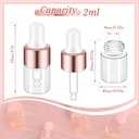 100 Pcs Mini Glass Oil Dropper Bottle Bulk, Clear Essential Small Empty Bottles Sample Containers Perfume Liquid Vials with Cap for Traveling (2 ml,Rose Gold)