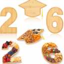 SiliFine 3 Pcs 26 Letter Graduation Cap Charcuterie Boards 11.8'' Wooden 2026 Graduation Fillable Letters Box Reusable Alphabet Food Serving Tray Platter for Candy Graduate Party Decoration Gifts