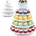 Nuanchu 5 Tier Large White Cupcake Stand for Wedding Christmas, Round