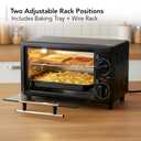 OVENTE 8L Countertop Toaster Oven with 60-Minute Timer, Adjustable Temperature Control, Easy-to-Clean Baking Pan, 750W Compact Mini for Pizza, Toast, Bake, and Broil, Black TO2808B