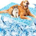 SHEJIZE Dog Cooling Mat Self-Cooling Mat for Dogs and Cats Non-Slip Pet Cool Pad Dog Sleeping Pad Summer Blanket for Pets Foldable Washable for Kennel, Travel, Bed, Cars, Indoor and Outdoor Use (M(29*18inch), Blue)