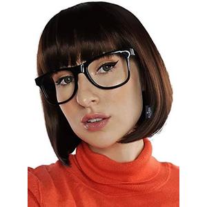 ALLAURA Compatible with Velma Wig – Brown Bob Wig with Glasses for Women – Cosplay, Flapper Wig with Bangs, Cartoon Detective Look, Halloween Costume, Dora Style, Retro Nerdy Outfit Accessory