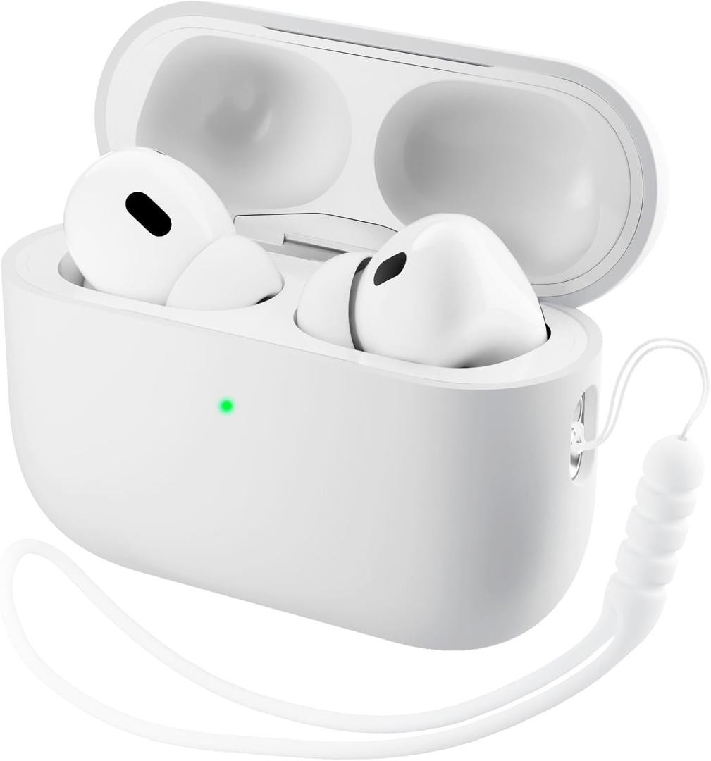 ORNARTO Compatible with AirPods Pro 3 Case 2025, Full Protective Hybrid Silicone for AirPods Pro 3rd Generation Case, Front LED Visible Skin Cover-White