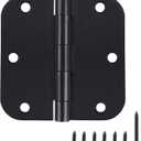 Door Hinge 3 1/2" 18 Pack Rounded Door Hinges Matte Black 3.5" x 3.5 Inch Hinges for Doors Interior 5/8" Radius Corners Residential Flat Hinges,Reversible Removable Pin Hinge Factory Shop