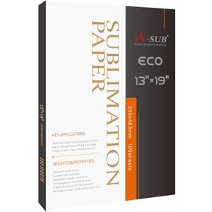 A-SUB Sublimation Paper 13x19 Inch for DIY Unique Christmas Gifts Compatible with Inkjet Printer which Match Sublimation Ink 100 Sheets