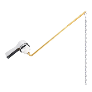 Hibbent Universal Metal Front Mount Toilet Handle Replacement Kit, Brass Toilet Flush Tank Lever with Stainless Steel Flapper Chains for Most Toilets, Chrome