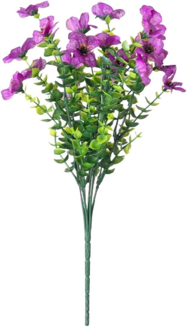 Daynight 4 Pcs Artificial Impatiens Flowers for Outdoor Flowers UV Resistant Faux Flowers Impatiens Bushes Silk Purple Artificial Flowers for Patio Hanging Basket Outside Porch Decor (4, Purple)