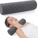 Cozyhealth Cervical Roll Pillow, Medium Soft Memory Foam Neck Round Pillow Cylinder Bolster Pillow for Sleeping, Round Neck Support for Bed, Legs, Back and Yoga (Grey, Large - 4.7" H)