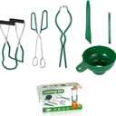 Canning Supplies Essentials Boxed Set, Canning Supplies Starter Kit, 6 Piece Set Included Canning Jar Lifter Canning Funnel Bubble Popper And Measurer Magnetic Lid Lifter Jar Wrench kitchen Tongs (Green)