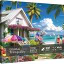 Beach House Puzzles Summer Puzzle 1000 Piece for Adults, Seaside Retreat Jigsaw Puzzles Ocean Puzzles, Seashore House Puzzle Challenging Jigsaw Puzzles As Home Decor
