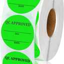 Gueevin 1 Roll/1000 Pcs 2 Inch Quality Control Inventory Labels Writeable QC Inventory Approval Stickers Fluorescent Green Permanent Adhesive Inventory Stickers for Shipping Warehouse Organization