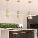 1-Lights Modern Crystal Pendant Lights for Kitchen Island LED Dimmable Glam Pendant Lighting Chandelier for Dining Room Hallway Corner Lamp Nickel