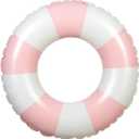 Medium 25 Inch Classic Striped Swim Ring for Kids and Adults, Inflatable Pool Float, Inner Tube for Summer Party Beach (Pink)
