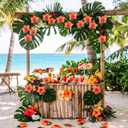 12 Pcs Tropical Hibiscus Inflatable Beach Balls Balloon, Hawaiian Luau Themed Decorations, Summer Swimming Pool Beach Water Game Favors, Jungle Tropical Birthday Party Supplies