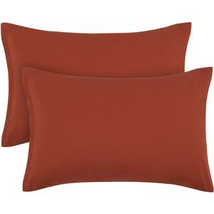 PiccoCasa Zippered Pillowcases, 100% Brushed Microfiber Polyester Pillow Case Cover, Pillow Cases Set of 2, Soft and Comfortable Standard(20"x26") Rust Color
