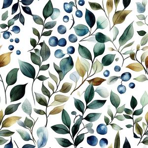 Watercolor Leaves Peel and Stick Wallpaper Blue Green and Brown Self Adhesive Removable Leaf Plants Contact Paper Nursery Bedroom Mural Wall Decorative 17.71"x118.1"