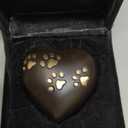 Urn for Ashes Paw Heart Funeral Cremation Memorial Keepsake Pet Dog Cat |with Stand (Brown 3")