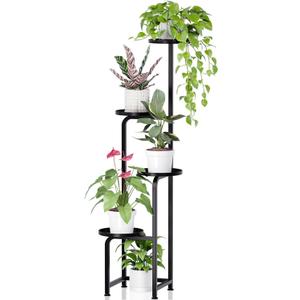 TOSKING 4 Tier Corner Plant Stand Indoor &Outdoor, Heavy Duty Metal Flower Pot Holder Shelf for Multiple Plants, Space Saving ,Tall Metal Plant Stand with Drainage Holes for Outdoor Use, Tiered Display for Patio, Garden, Balcony, Living Room Decor (Black,47in) (4Tier SQ Base)