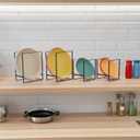 CEYAZYE 4 Pack Plate Holder Organizer for Cabinet Space Saver, Metal Dinner Dish Storage Rack, 2 Sizes Kitchen Storage Display for Plates, Pots, Pans, Cutting Boards, Black