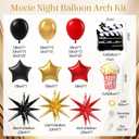 Movie Night Balloon Arch Garland Kit with Red Black and Gold Balloons Foil Balloons for Birthday Movies Night Theater Movie Theme Party Decorations